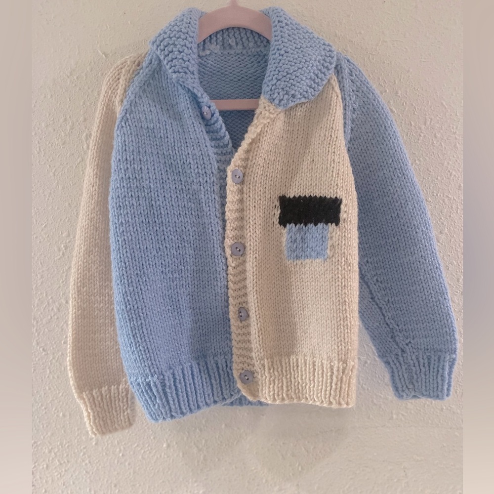 Vintage 60s kids Snoopy Hand Knit Cardigan